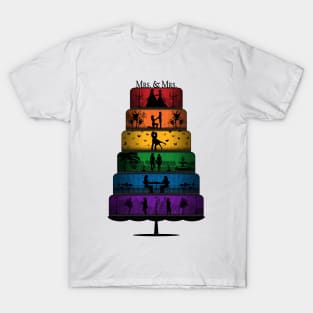 Lesbian Pride Wedding Cake with Rainbow Tiers T-Shirt